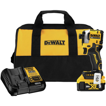 DRILLS | Dewalt ATOMIC 20V MAX Brushless Lithium-Ion 1/4 in. Cordless 3-Speed Impact Driver Kit (5 Ah) - DCF850P1