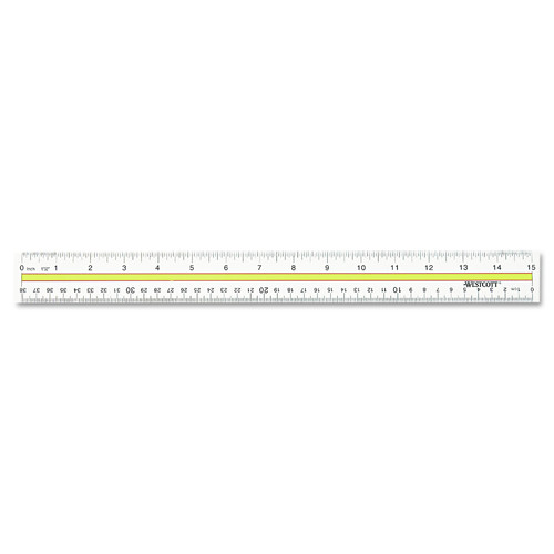 Rulers & Yardsticks | Westcott 10580 15 in. Long Acrylic Data Highlight Reading Ruler with Tinted Guide - Clear/Yellow image number 0