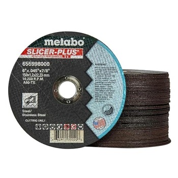 POWER TOOL ACCESSORIES | Metabo (50/Carton) A60TX Slicer Plus T1 6 in. x 0.45 in. x 7/8 in. Cutting Wheel Pack - US655998050