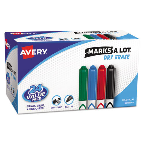 July Member-Exclusive Offer Save 10% off on One Item | Avery 29860 Medium Chisel Tip Pen-Style MARKS A LOT Dry Erase Marker Value Pack - Assorted Colors (24/Pack) image number 0