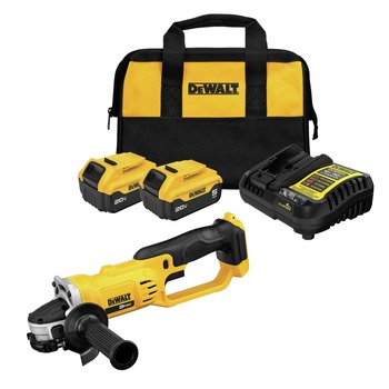 Dewalt 20V MAX 4.5 in. / 5 in. Cordless Grinder with 2 Lithium-Ion Batteries and Charger Starter Kit Bundle (5 Ah) - DCG412BDCB205-2CK-BNDL