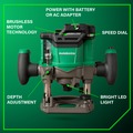 Plunge Base Routers | Metabo HPT M3612DAQ4M 36V MultiVolt Brushless Lithium-Ion Cordless Plunge Router (Tool Only) image number 6