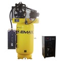 Stationary Air Compressors | EMAX ESP05V080I1PK E450 Series 5 HP 80 gal. Industrial Plus 2 Stage Pressure Lubricated Single Phase 19 CFM @100 PSI Patented SILENT Air Compressor with 30 CFM Air Dryer image number 0