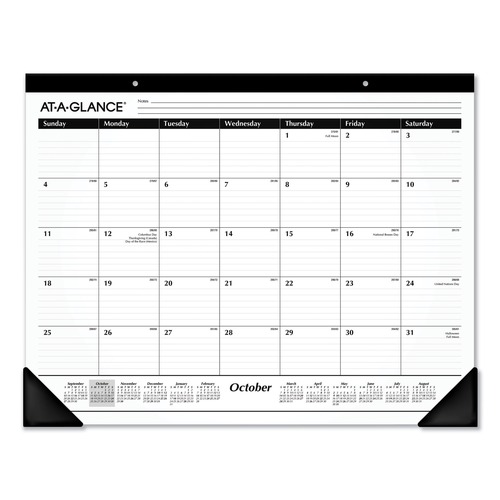  | AT-A-GLANCE SK2416-00 16-Month: Sep 2025 to Dec 2026 21.75 in. x 17 in. Academic Year Ruled Desk Pad - White Sheets, Black Binding/Black Corners image number 0
