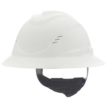 PROTECTIVE HEAD GEAR | MSA V-Gard C1 Fas-Trac III Full Brim Vented Hard Hat - White - 10215828