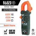 Clamps | Klein Tools CL120 400 Amp AC Auto-Ranging Digital Clamp Meter image number 10