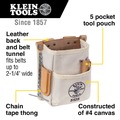 Cases and Bags | Klein Tools 5125 5-Pocket Canvas and Leather Tool Pouch image number 9