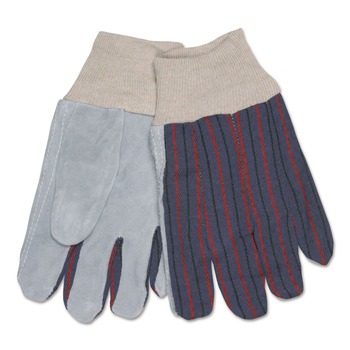 DISPOSABLE GLOVES | MCR Safety 1040 1040 Leather Palm Glove - Larger Gray/White (1-Dozen)