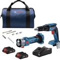 Combo Kits | Bosch GXL18V-291B25 18V Brushless Lithium-Ion 1/4 in. Cordless Hex Screwgun and Cut-Out Tool Combo Kit (4 Ah) image number 0