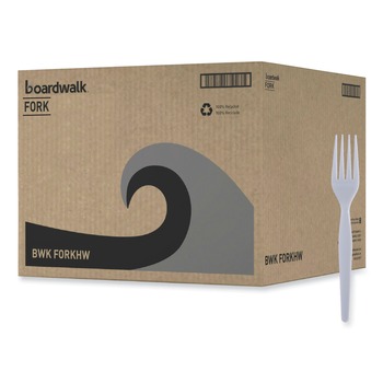 Boardwalk Heavyweight Polystyrene Plastic Fork Cutlery - White (1000/Carton) - BWKFORKHW