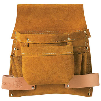 Klein Tools 42241 6 Pocket Tool Pouch for Nails, Screws, and Tools - Brown