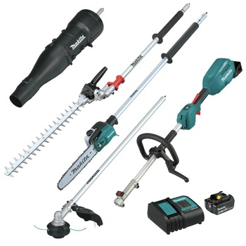 STRING TRIMMERS | Makita 18V LXT Brushless Lithium-Ion Cordless Power Head Kit with String Trimmer/Pole Saw/Articulating Hedge Trimmer/Blower Couple Shaft Attachments (4 Ah) - XUX02SM1X6
