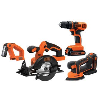 COMBO KITS | Black & Decker 20V MAX Lithiuim Ion 4-Tool Combo Kit - BD4KITCDCMSL