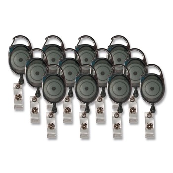 Advantus 30 in. Extension Carabiner-Style Retractable ID Card Reel - Smoke (12/Pack) - 75551