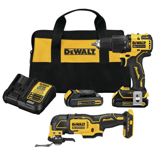 Dewalt ATOMIC 20V MAX Brushless Lithium Ion 1 2 in. Cordless Hammer Drill Driver and Oscillating Multi Tool Combo Kit with 2 Batteries 1.5 Ah DCK224C2