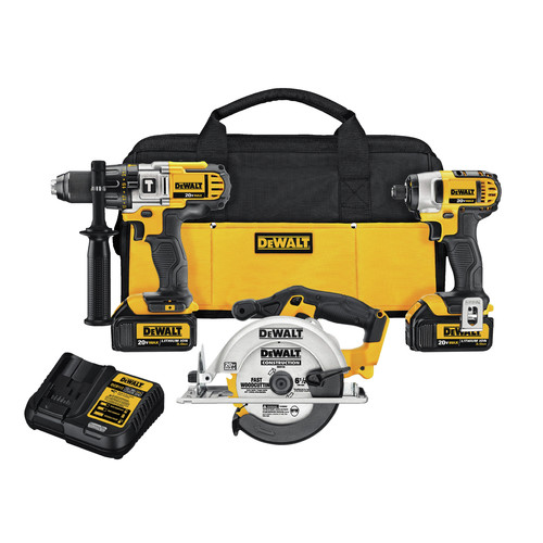 Combo Kits | Factory Reconditioned Dewalt DCK390L2R 20V MAX Lithium-Ion 3-Tool Combo Kit image number 0