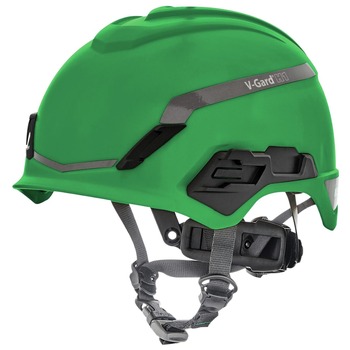 PROTECTIVE HEAD GEAR | MSA V-Gard H1 Fas-Trac III Pivot Novent ANSI EN397 Safety Helmet -  Green - 10194794