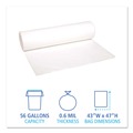  | Boardwalk H8647HWKR01 43 in. x 47 in. 56 gal. 0.6 mil Low-Density Waste Can Liners - White (100/Carton) image number 3