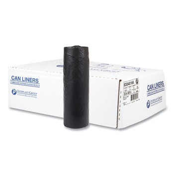 Inteplast Group S334016K 33 in. x 40 in. 16 mic 33 Gallon High-Density Commercial Can Liners - Black (250/Carton)