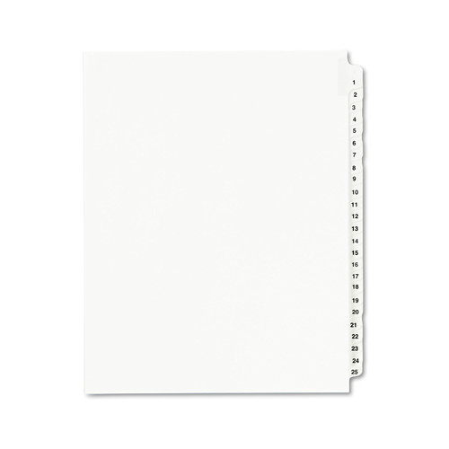 July Member-Exclusive Offer Save 10% off on One Item | Avery 01330 25-Tab '1 - 25-ft Label 8-1/2 in. x 11 in. Preprinted Legal Exhibit Side Tab Index Dividers - White (1 Set) image number 0