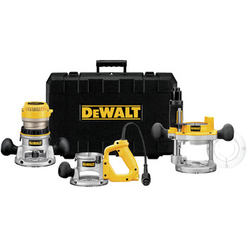 WOODWORKING TOOLS | Dewalt DW618B3 120V 12 Amp Brushed 2-1/4 HP Corded Three Base Router Kit