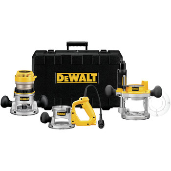 PLUNGE BASE ROUTERS | Dewalt 120V 12 Amp Brushed 2-1/4 HP Corded Three Base Router Kit - DW618B3