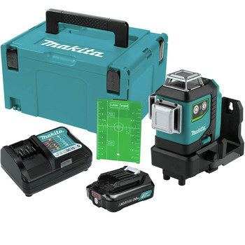 LASER LEVELS | Makita 12V max CXT Lithium-Ion Self-Leveling 360 Degrees Cordless 3-Plane Green Laser Kit (2 Ah) - SK700GDNAJ