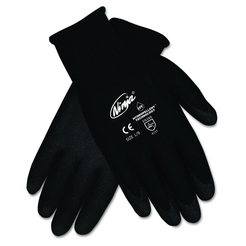 Work Gloves | MCR Safety N9699L Ninja HPT PVC coated Nylon Gloves - Black Large (1-Pair) image number 0