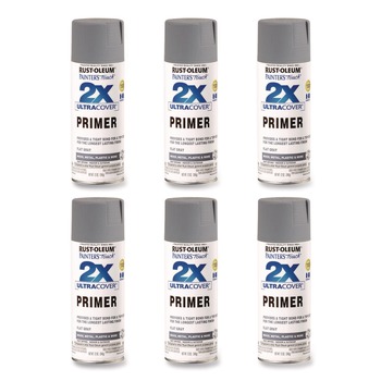 AUTO CARE AND DETAILING | Rust-Oleum Painter's Touch 2X Ultra Cover Spray Paint, Flat Gray, 12 oz Aerosol Can, 6/Carton - 334017