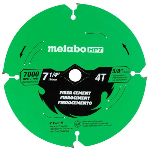Circular Saw Blades | Metabo HPT 115761M 7-1/4 in. 4-Tooth Industrial PTFE Circular Saw Fiber Cement Blade image number 0