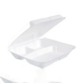  | Dart 80HT3R 3-Compartment 7.5 in. x 8 in. x 2.3 in. Foam Hinged Lid Containers - White (200/Carton) image number 3