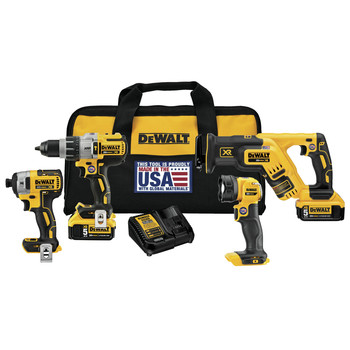 Dewalt 4-Tool Combo Kit - XR 20V MAX Brushless Cordless with (2) 5Ah Batteries - DCK494P2