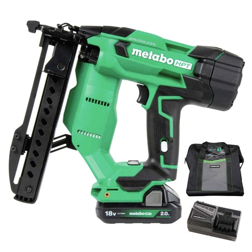 Crown Staplers | Metabo HPT N1804DAM 18V MultiVolt Lithium-Ion Brushless 18-Gauge 1/4 in. Narrow Crown Stapler Kit (2 Ah) image number 0