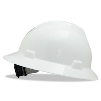 PRODUCTS | MSA V-Gard Slotted Full-Brim Hat with Fas-Trac III Suspension - White - 475369