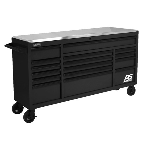 Tool Chests | Homak BK04072164 RS Pro 72 in. 16 Drawer Bottom with Stainless Steel Top - Black image number 0