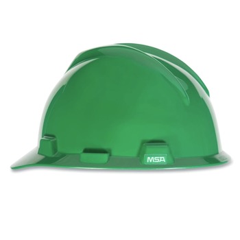HARD HATS | MSA V-Gard Slotted Cap with Fas-Trac III Suspension - Green - 475362