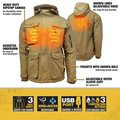 Heated Jackets | Dewalt DCHJ091D1-2X 20V Lithium-Ion Cordless Men's Heavy Duty Ripstop Heated Jacket (2 Ah) - 2XL, Dune image number 1