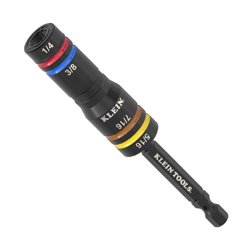 Impact Sockets | Klein Tools 651QS Quad Socket, 4 Sizes in 1 Socket, 4-in-1 Color Coded SAE Impact Rated, Heavy Duty, 1/4-Inch Drive, 3-1/2-Inch Shaft image number 0