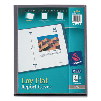 Avery 0.5 in. Capacity 8.5 in. x 11 in. Flexible Fastener Lay Flat View Report Cover - Clear/Gray - 47781