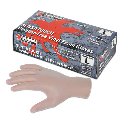 Work Gloves | MCR Safety 5010M Sensatouch Vinyl Disposable Medical Grade Gloves - Medium/Clear (1000/Carton) image number 0