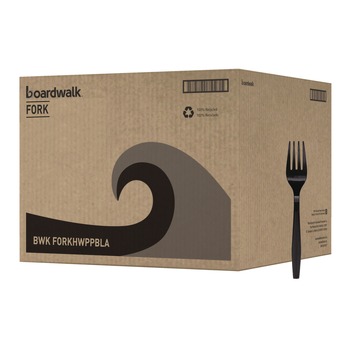 Boardwalk Heavyweight Polypropylene Plastic Fork Cutlery - Black (1000/Carton) - BWKFORKHWPPBLA