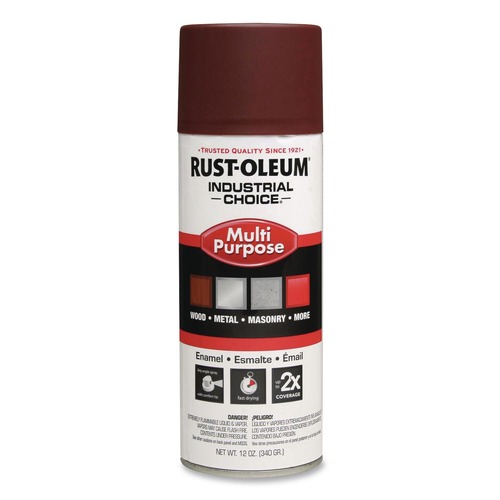 Paint | Rust-Oleum 1667830 Industrial Choice 1600 System 12 oz. Aerosol Can Multi-Purpose Enamel Spray Paint - Flat Red (6/Carton) image number 0