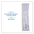  | Boardwalk BWKFKTNSHWPSWH Heavyweight Fork/Knife/Napkin/Pepper/Salt/Spoon 6-Piece Plastic Cutlery Kit - White (250/Carton) image number 6