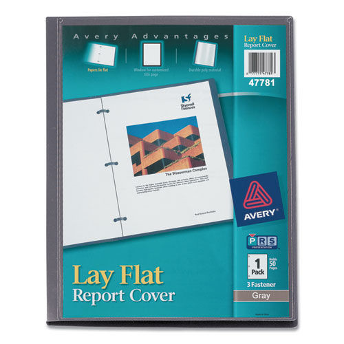 July Member-Exclusive Offer Save 10% off on One Item | Avery 47781 0.5 in. Capacity 8.5 in. x 11 in. Flexible Fastener Lay Flat View Report Cover - Clear/Gray image number 0