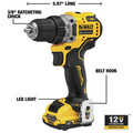 Dewalt DCD701F2 XTREME 12V MAX Brushless Lithium-Ion 3/8 in. Cordless Drill Driver Kit (2 Ah) image number 7