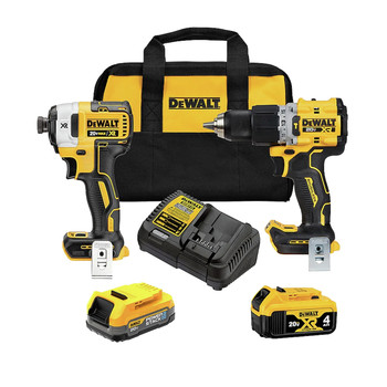 Dewalt 20V MAX XR Brushless Lithium-Ion 1/2 in. Cordless Hammer Drill Driver and Impact Driver Combo Kit with (1) 2 Ah and (1) 4 Ah Battery - DCK249E1M1