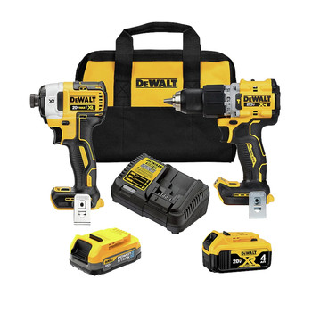 Dewalt 20V MAX XR Brushless Lithium-Ion 1/2 in. Cordless Hammer Drill Driver and Impact Driver Combo Kit with (1) 1.7 Ah and (1) 4 Ah Battery - DCK249E1M1