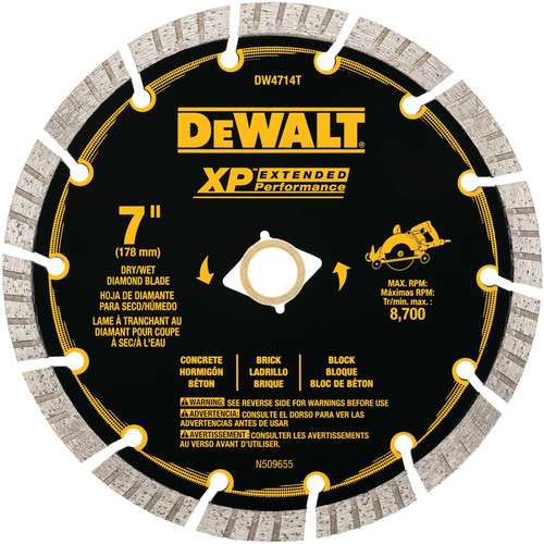 Circular Saw Blades | Dewalt DW4714T 7 in. XP Turbo Segmented Diamond Blade image number 0
