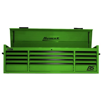 TOOL CHESTS | Homak RS Pro 72 in. 12 Drawer Top Chest with Outlet - Lime Green - LG02072120