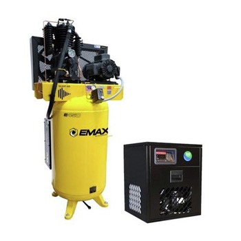 PRODUCTS | EMAX E450 Series 5 HP 80 gal. Industrial Plus 2 Stage Pressure Lubricated 3-Phase 19 CFM @100 PSI Patented SILENT Air Compressor with 30 CFM Air Dryer - ESP05V080I3PK